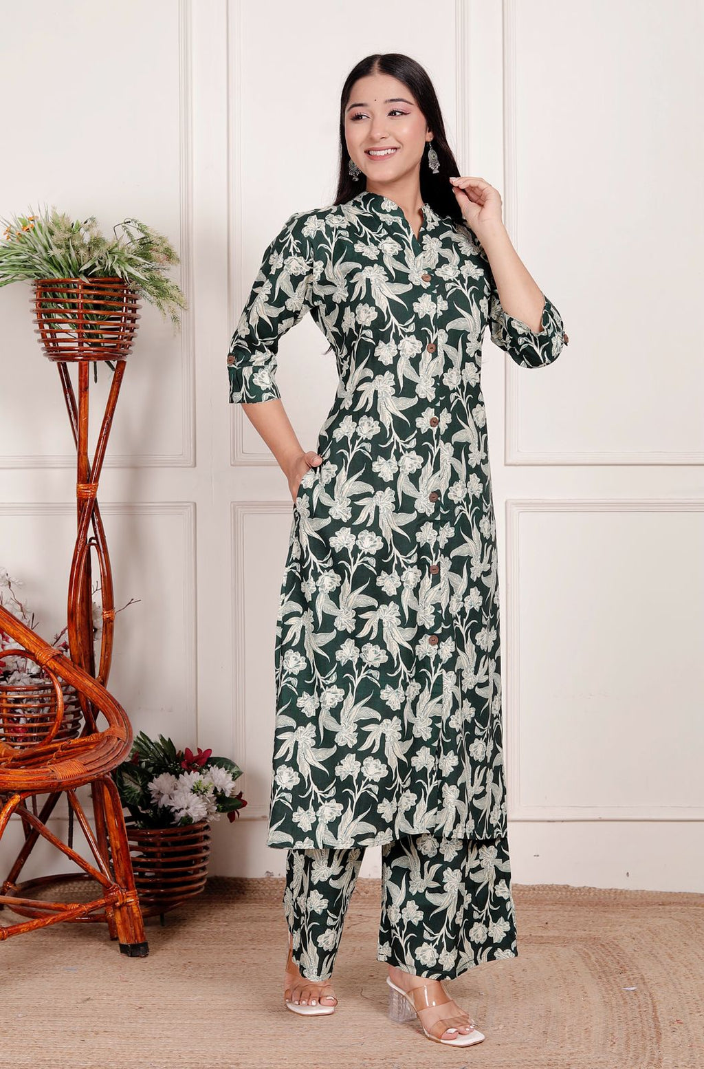 Cotton Floral Green Co-ord Set 🌿