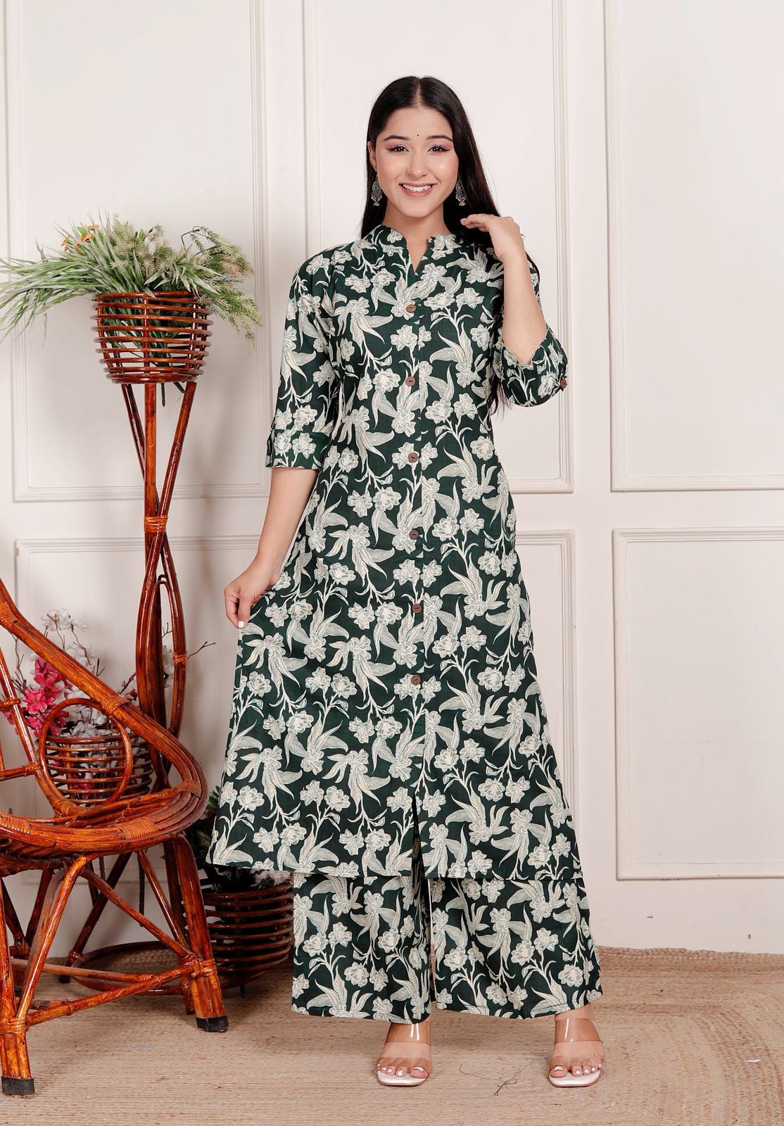 Cotton Floral Green Co-ord Set 🌿