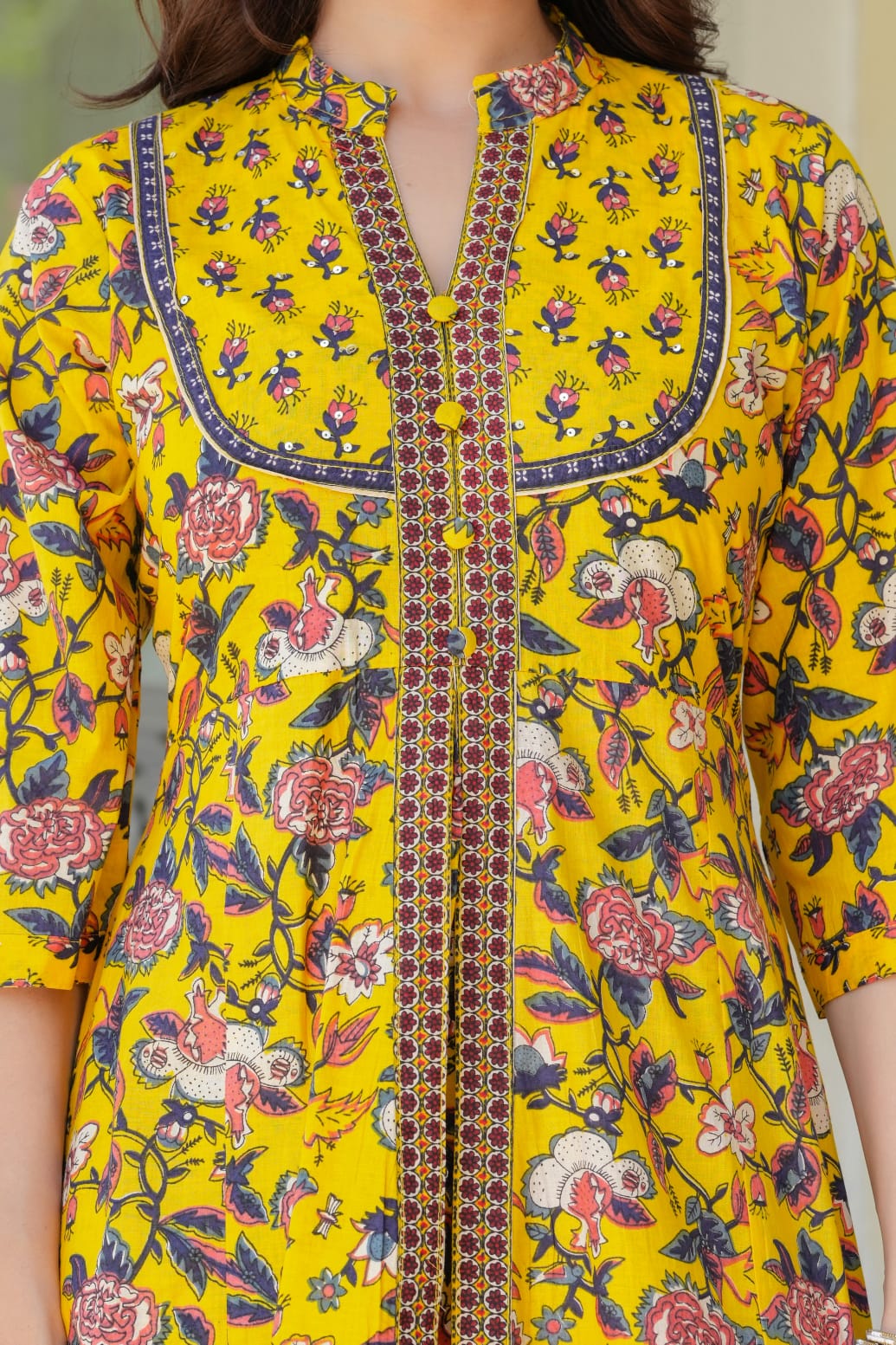 Cotton Yellow Anarkali 3PC Set 💛✨