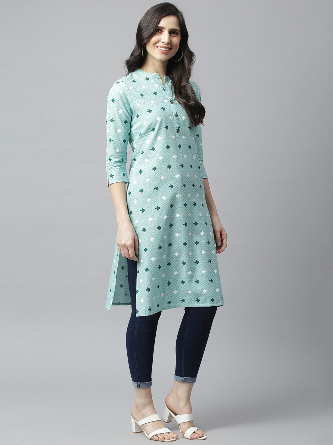 Arrow Green Embroidered Cotton Set