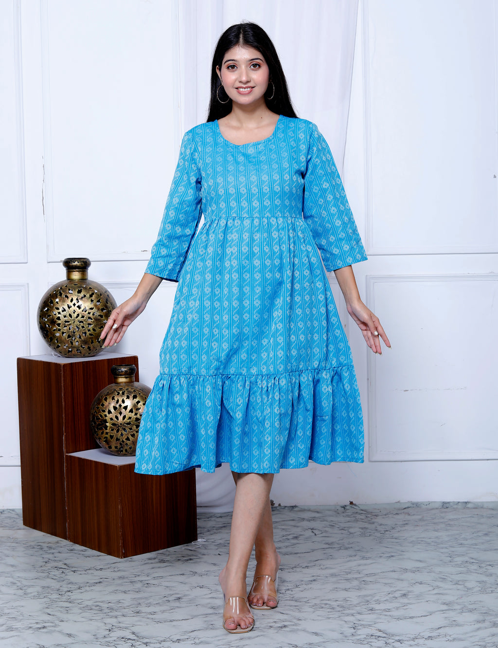 Aqua S Katha Embroidered Cotton Set