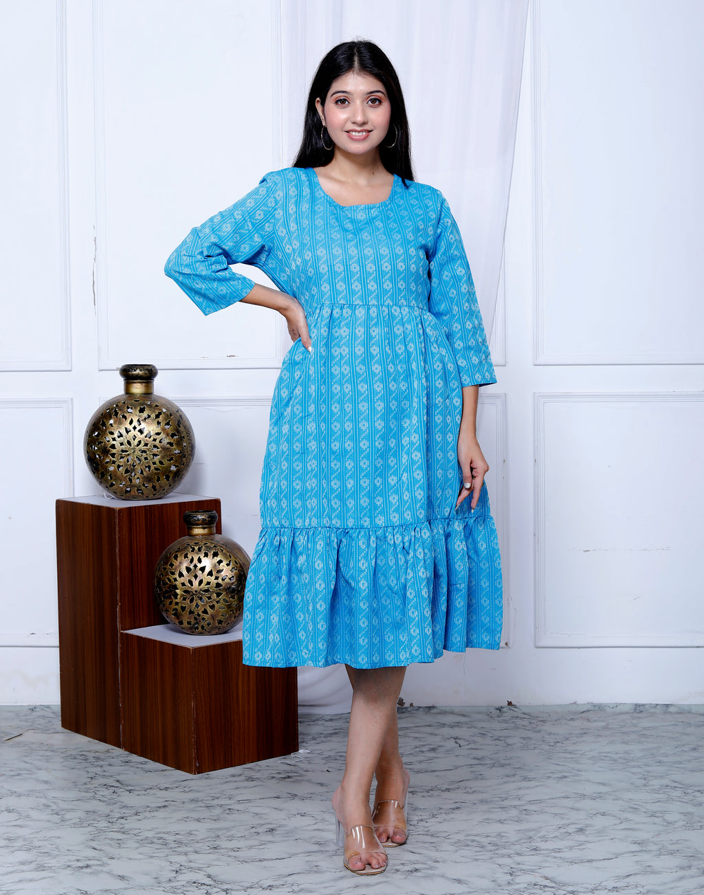 Aqua S Katha Embroidered Cotton Set