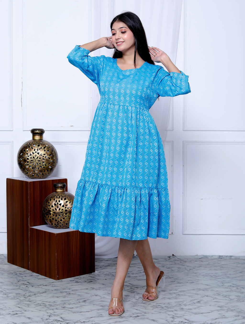 Aqua S Katha Embroidered Cotton Set