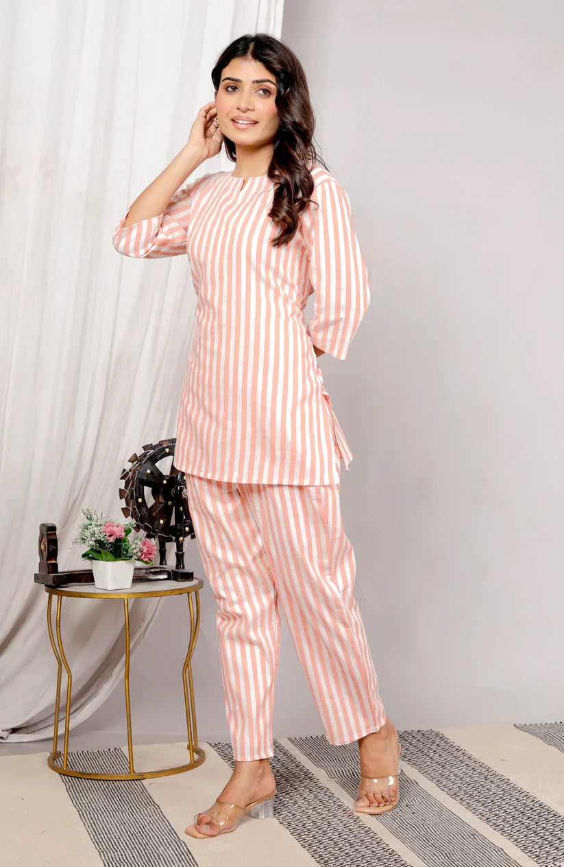 Orange Striped Co-ord Set
