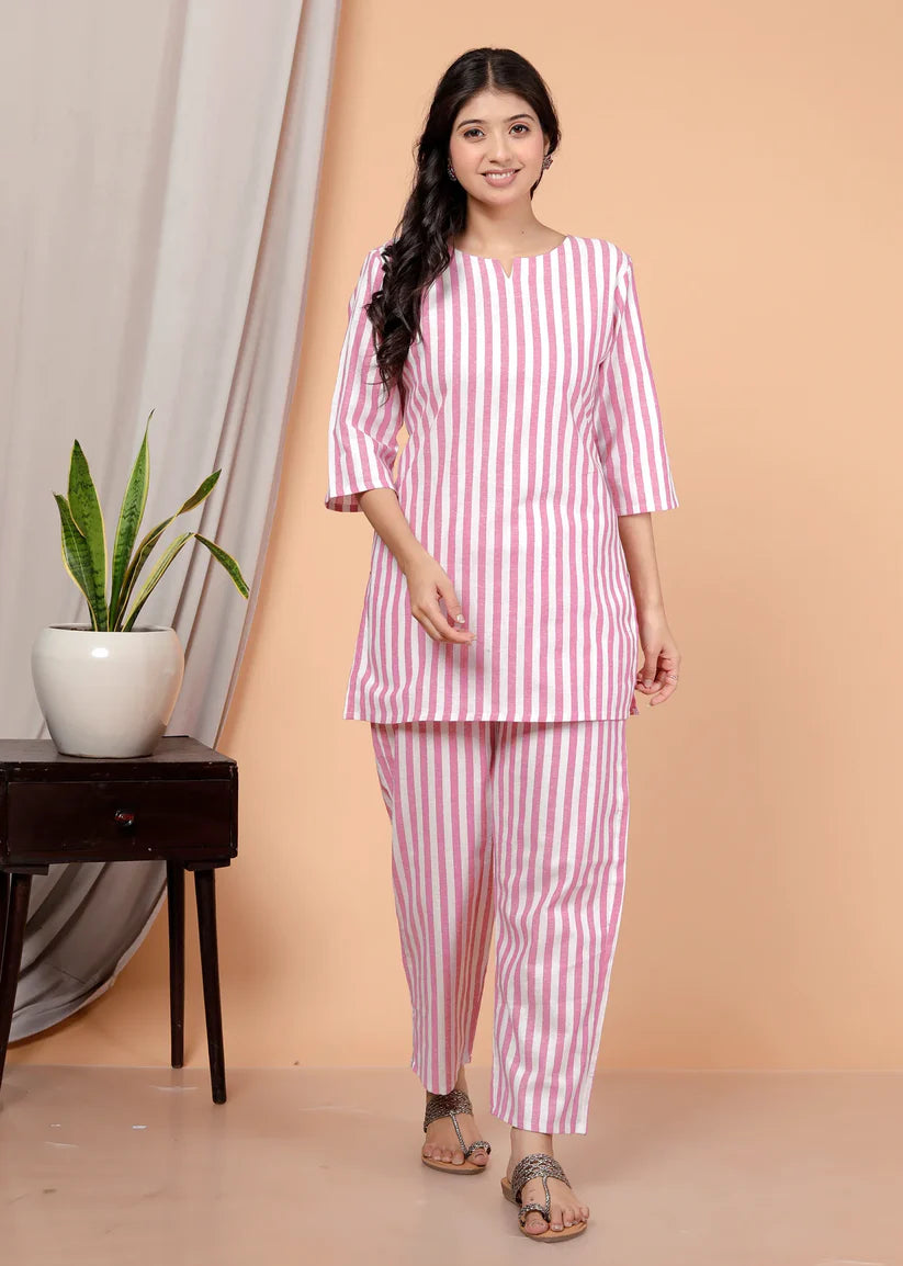 Pink Striped Co-ord Set