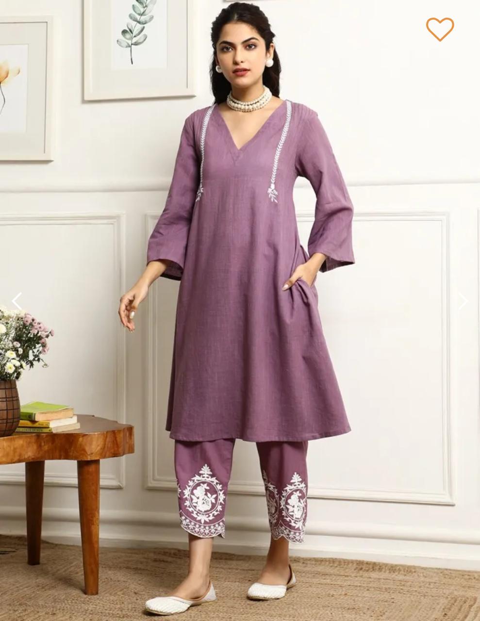 Aaravi Embroidered Cotton Cambric Kurta Set