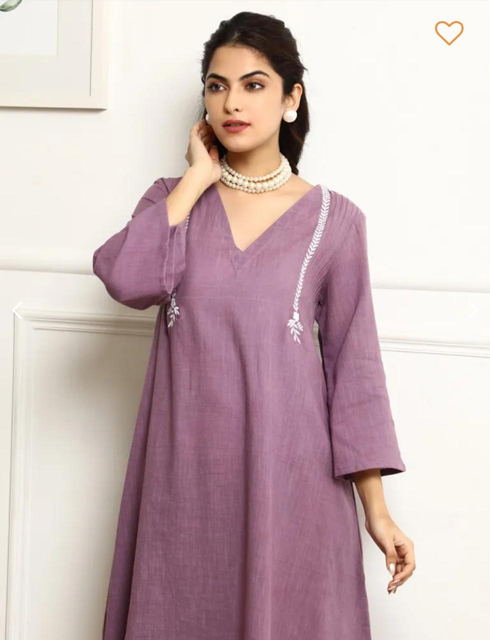 Aaravi Embroidered Cotton Cambric Kurta Set