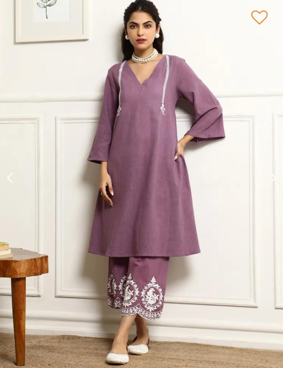 Aaravi Embroidered Cotton Cambric Kurta Set