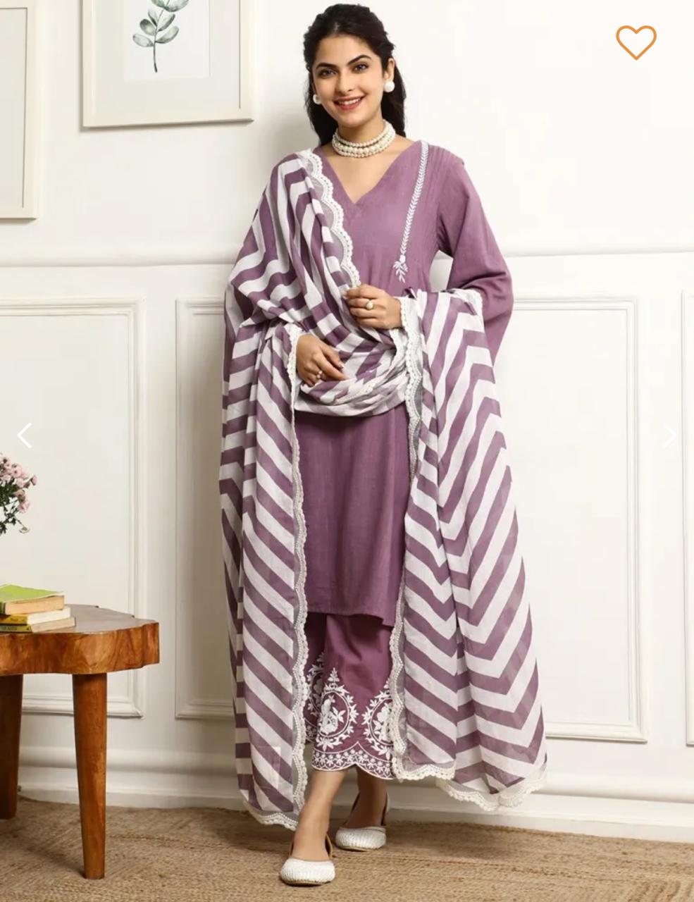Aaravi Embroidered Cotton Cambric Kurta Set