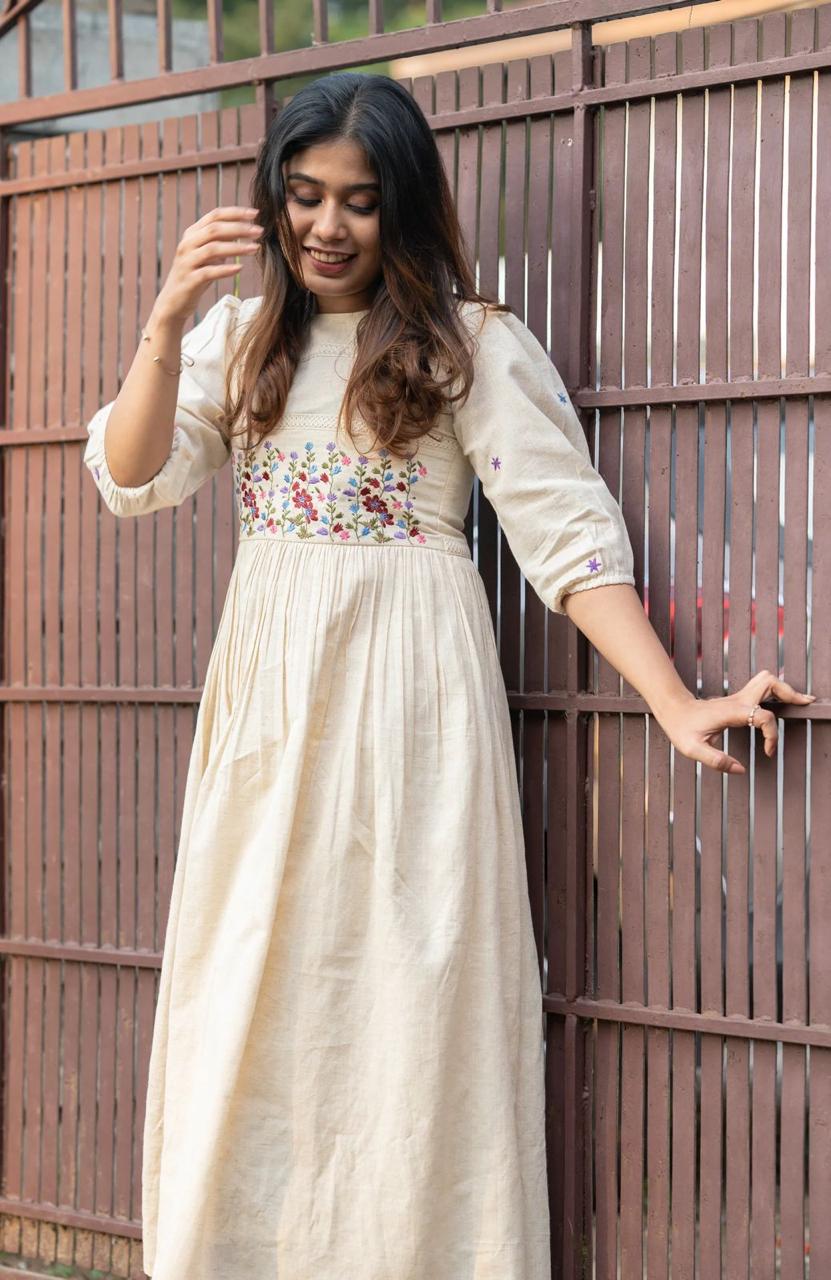 Nayra Embroidered Cotton Cambric Gown