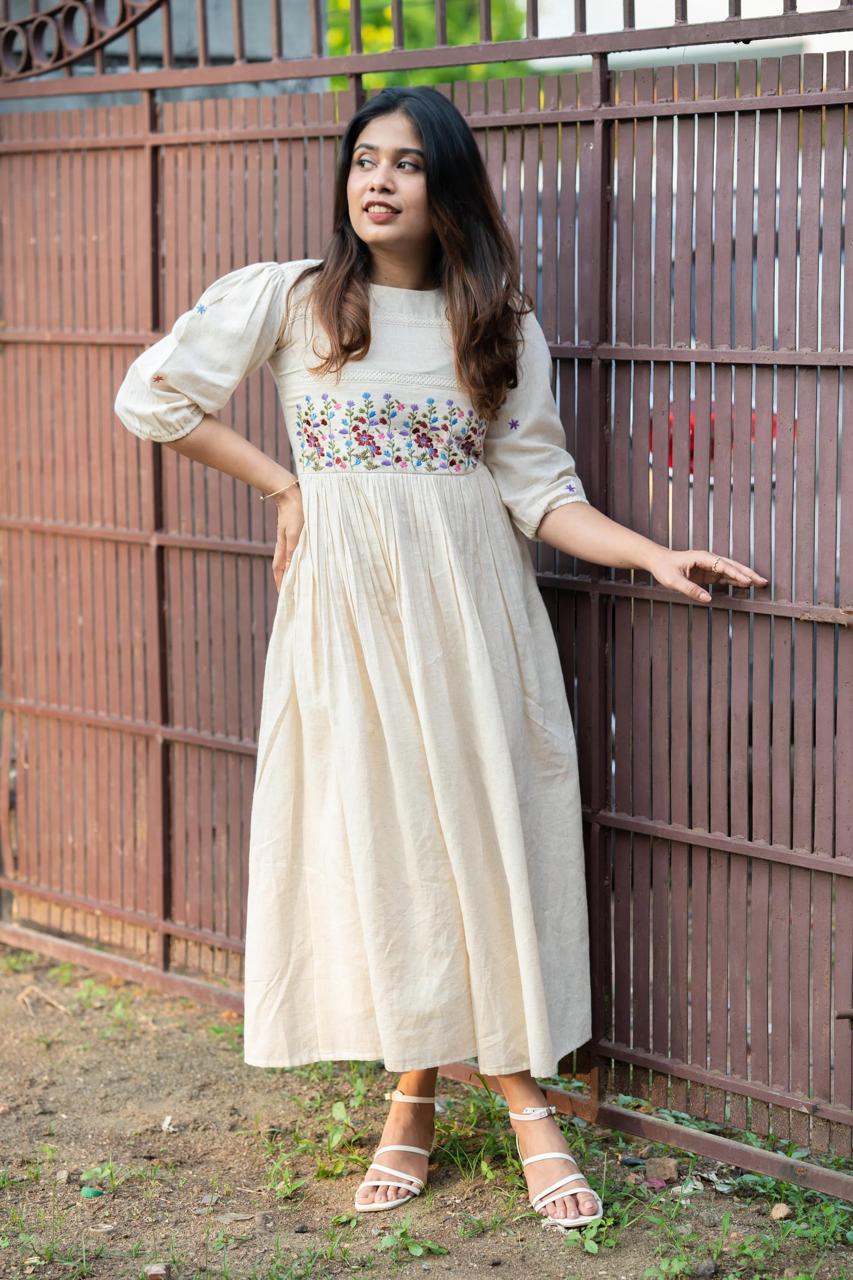 Nayra Embroidered Cotton Cambric Gown