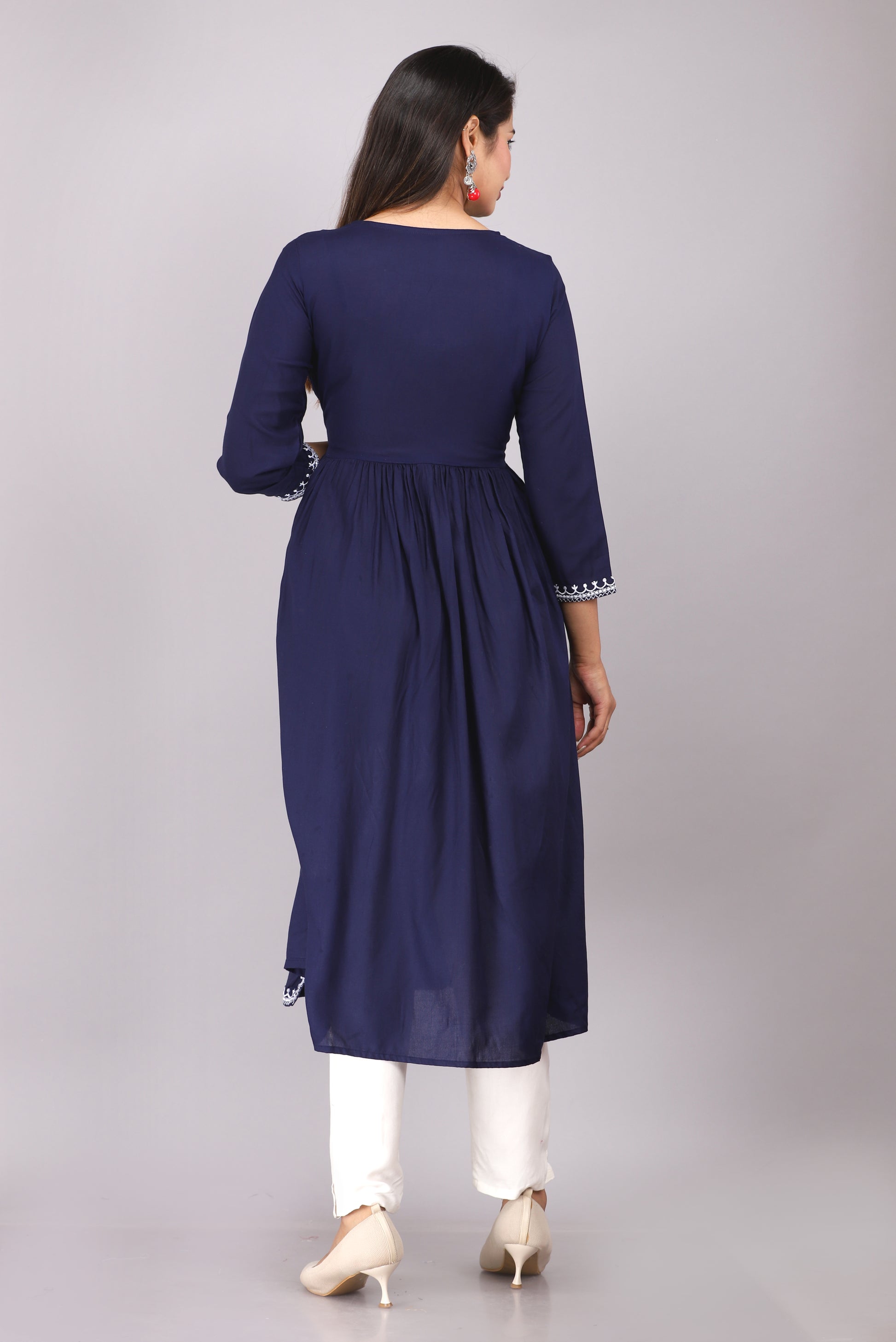 Aarika Blue Cotton Nyra Cut Kurta