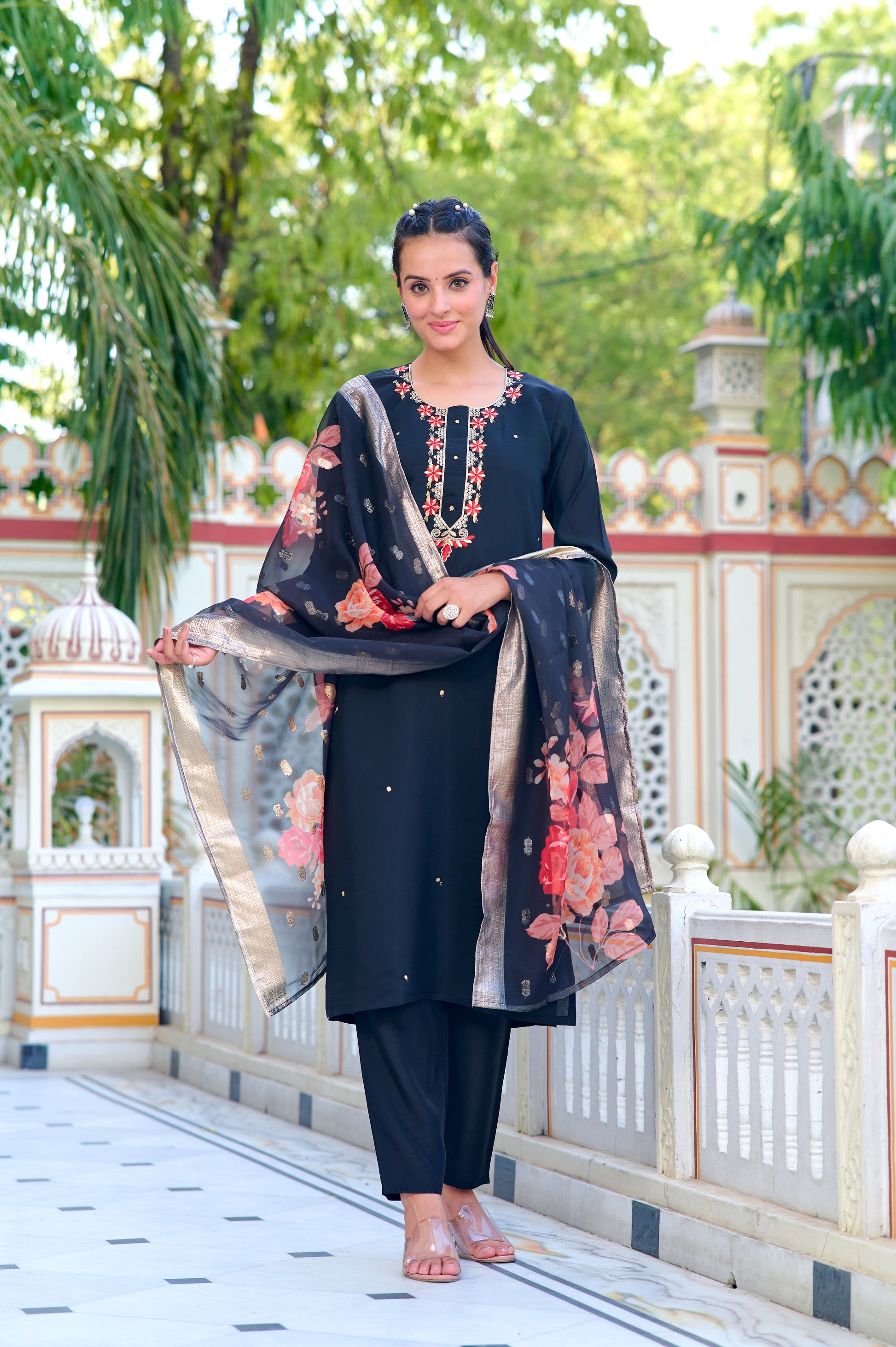 Maya Embroidered Kurta Set with Pant & Dupatta
