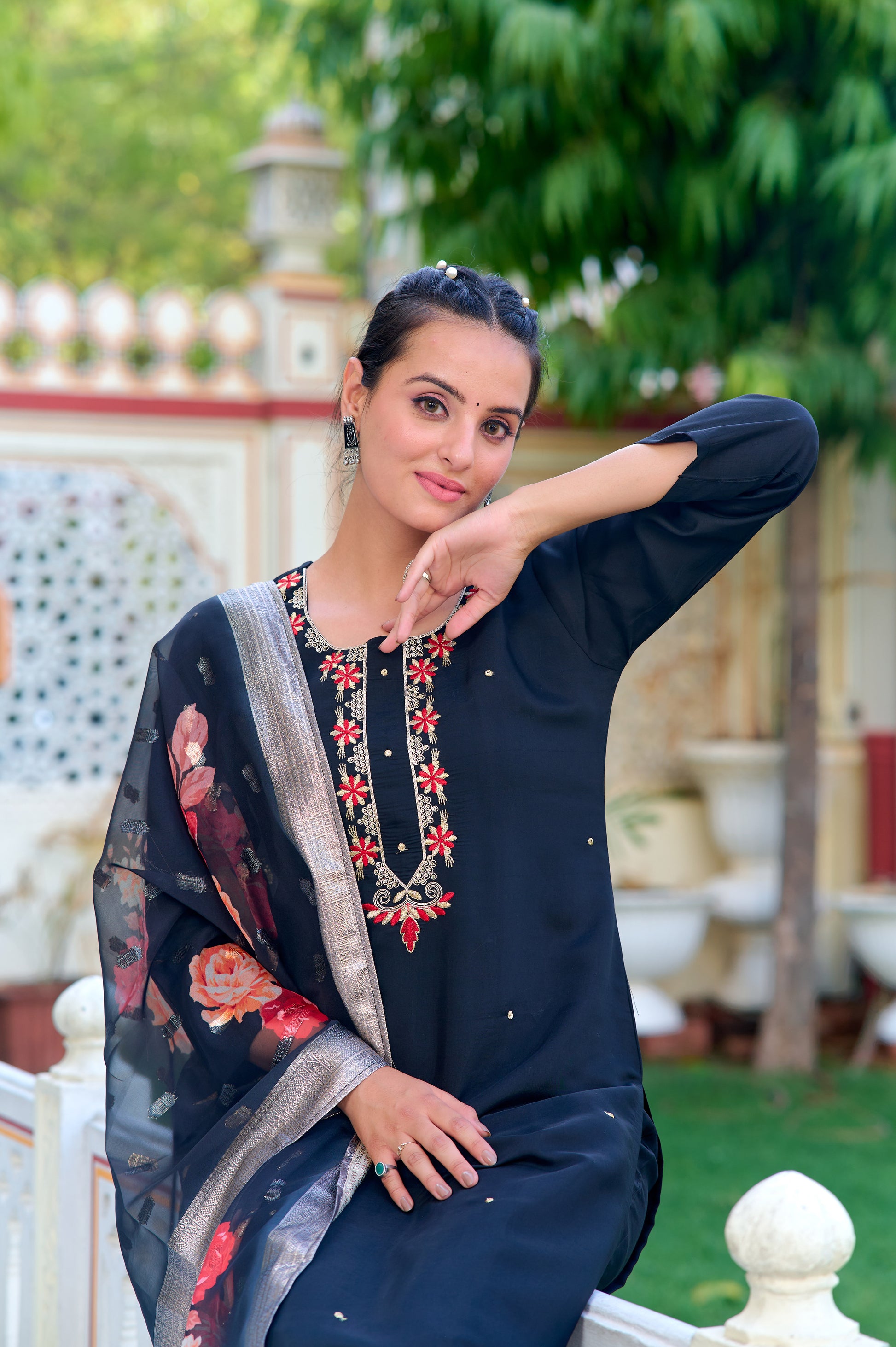 Maya Embroidered Kurta Set with Pant & Dupatta