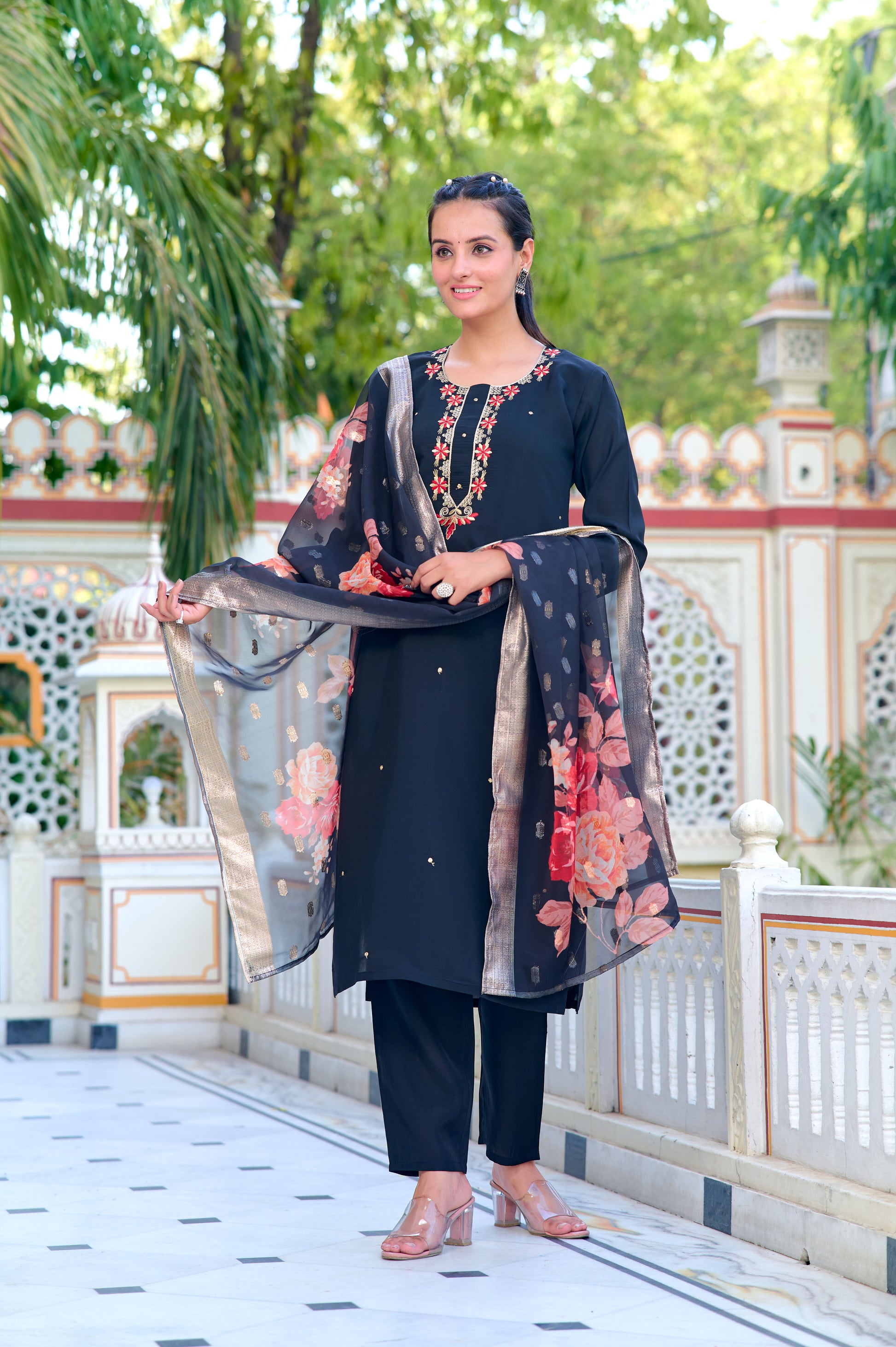 Maya Embroidered Kurta Set with Pant & Dupatta