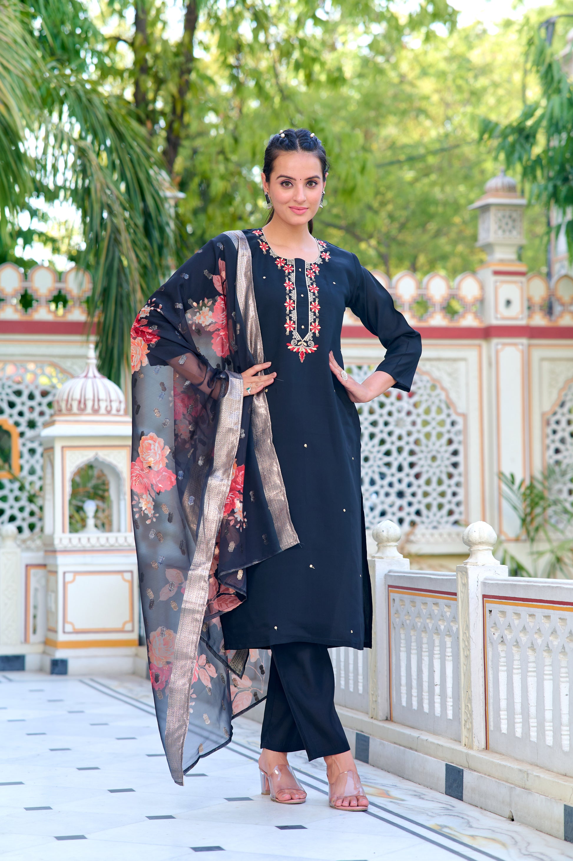 Maya Embroidered Kurta Set with Pant & Dupatta