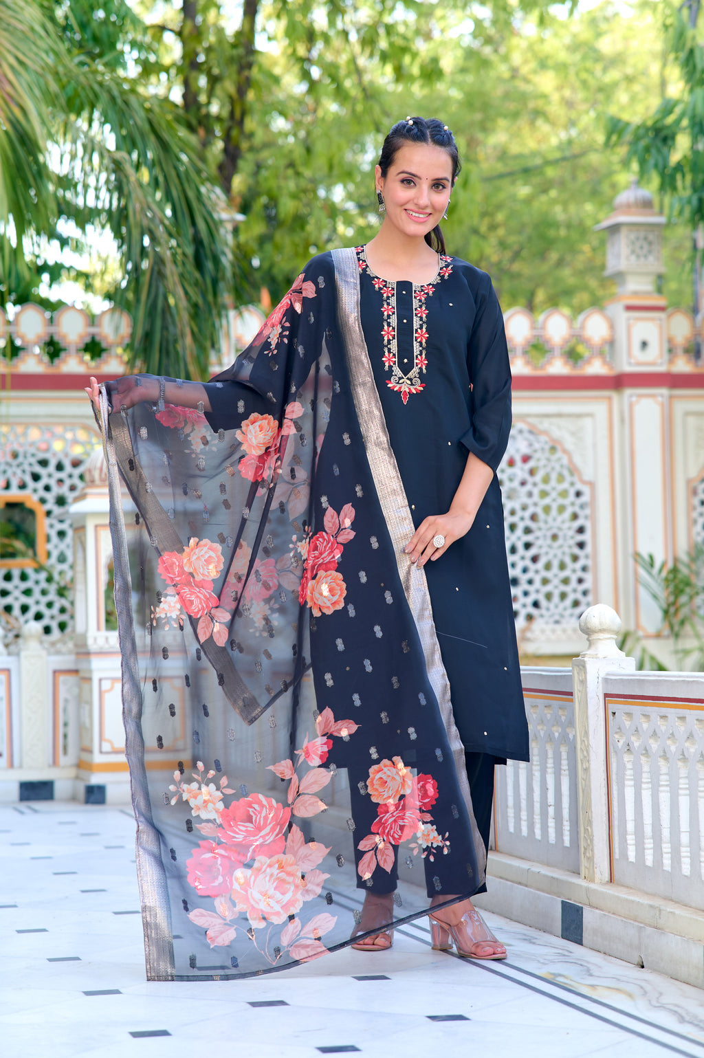 Maya Embroidered Kurta Set with Pant & Dupatta