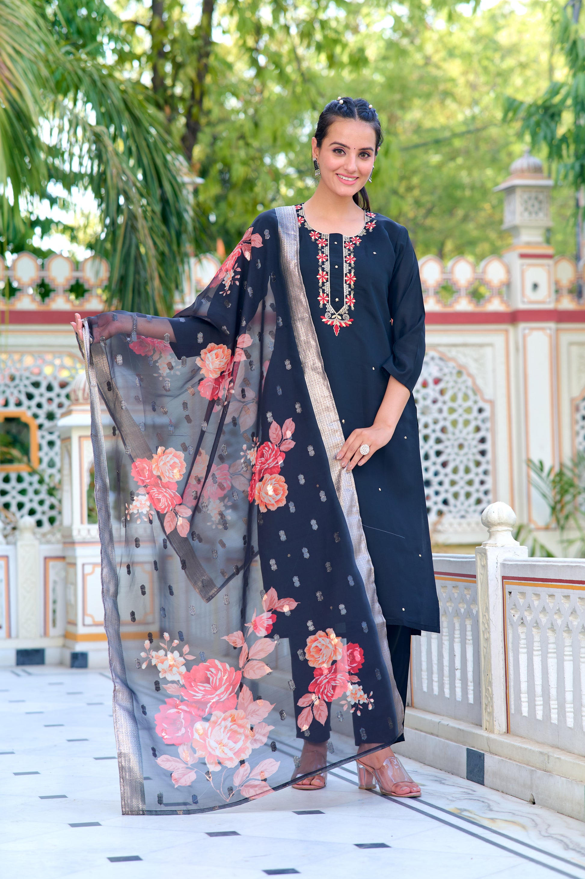 Maya Embroidered Kurta Set with Pant & Dupatta