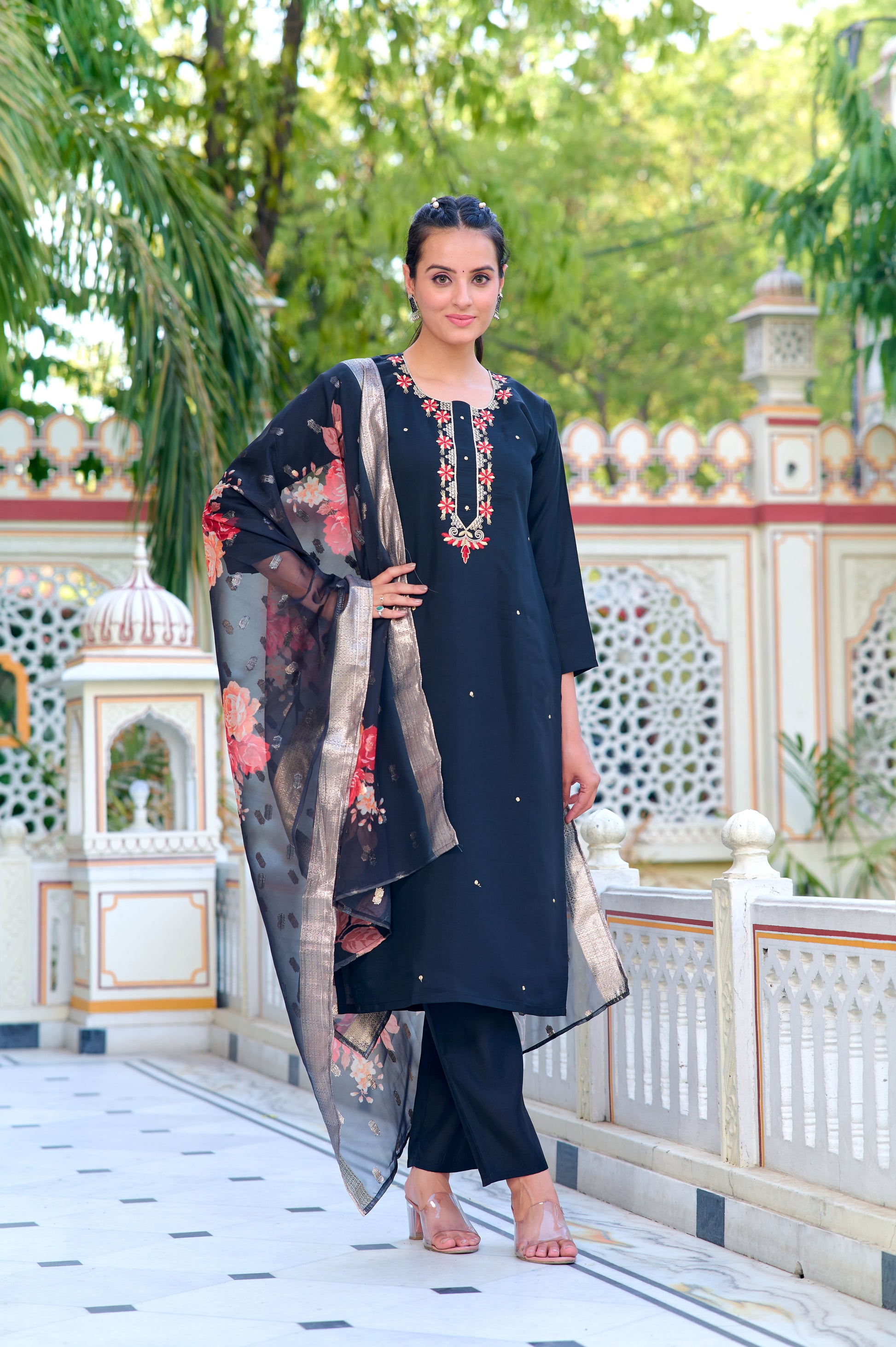 Maya Embroidered Kurta Set with Pant & Dupatta
