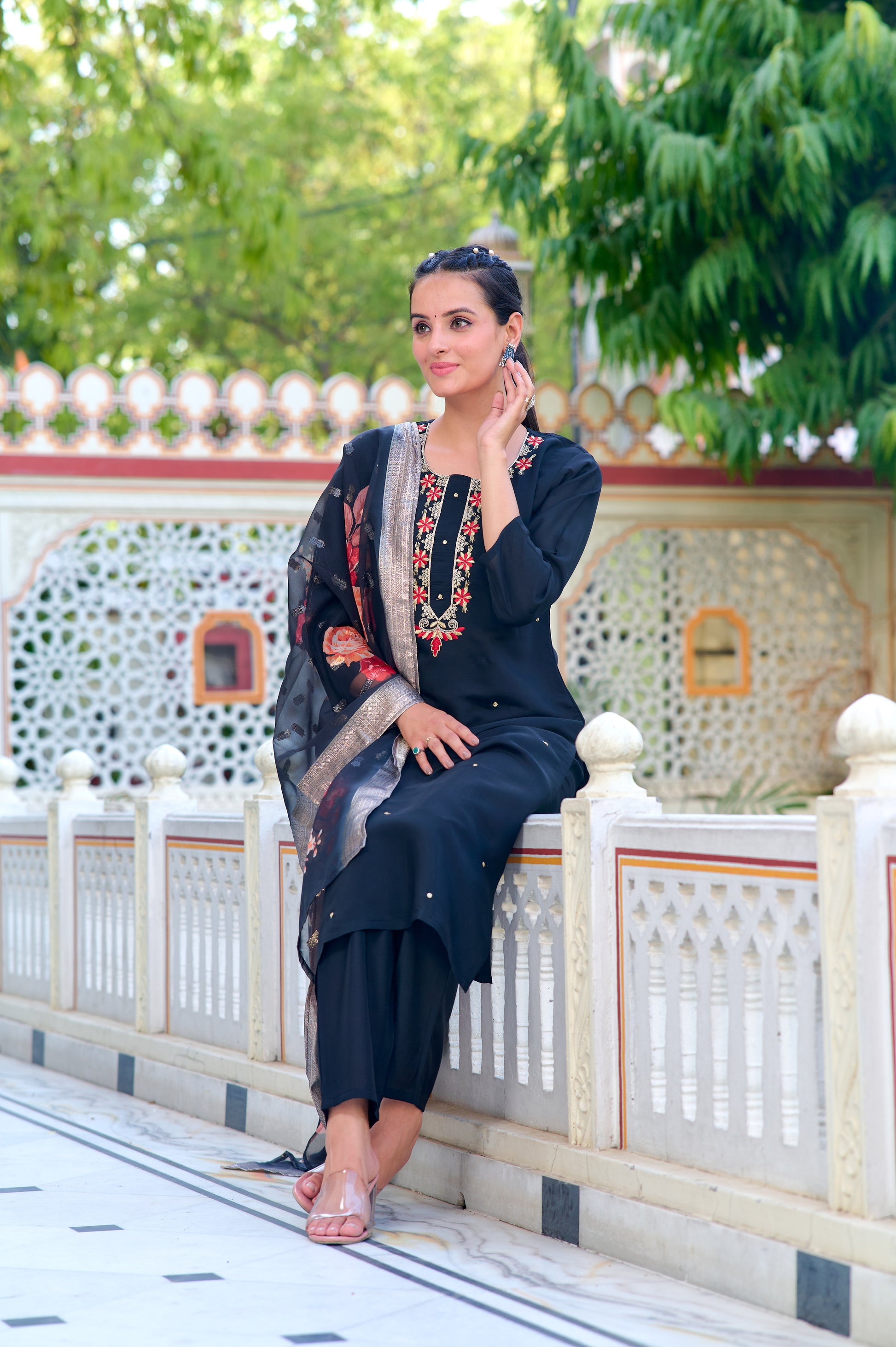 Maya Embroidered Kurta Set with Pant & Dupatta
