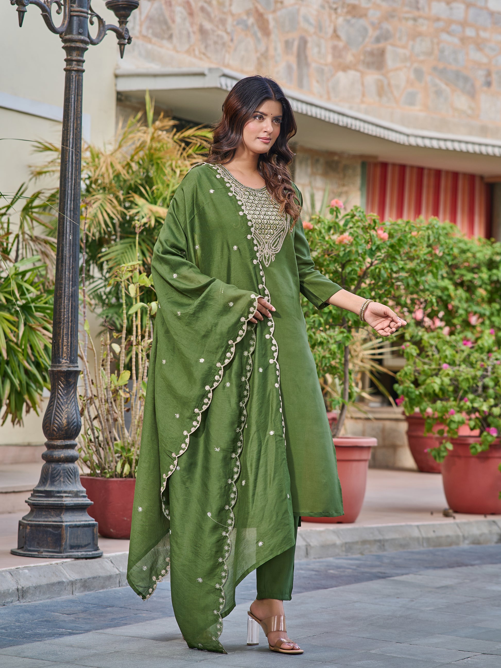 Indrani Embroidered Kurta Set with Pant & Dupatta