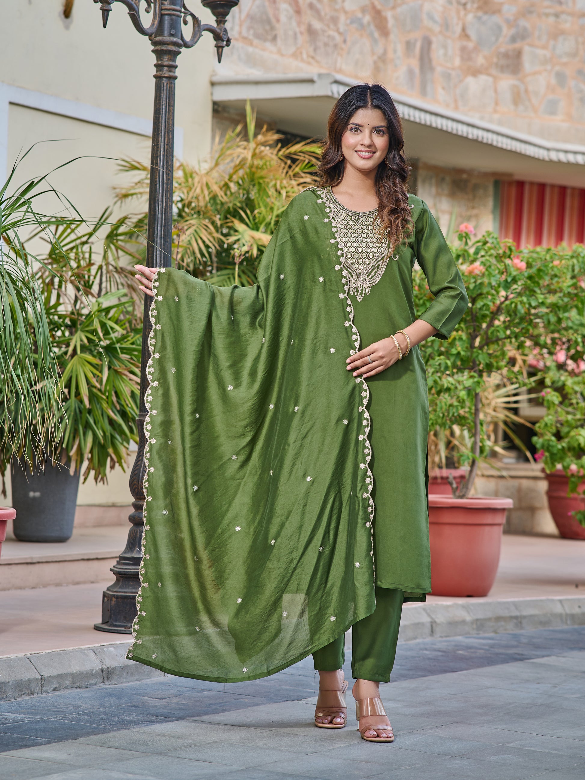 Indrani Embroidered Kurta Set with Pant & Dupatta