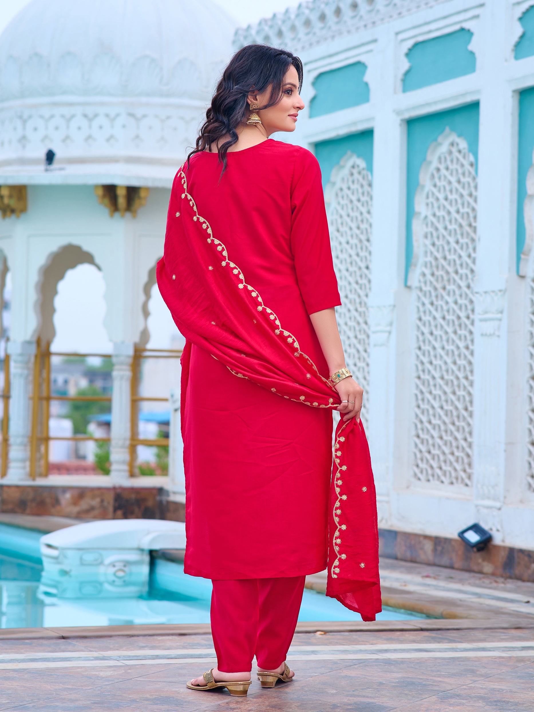 Embroidered Viscose Rayon Kurta Set