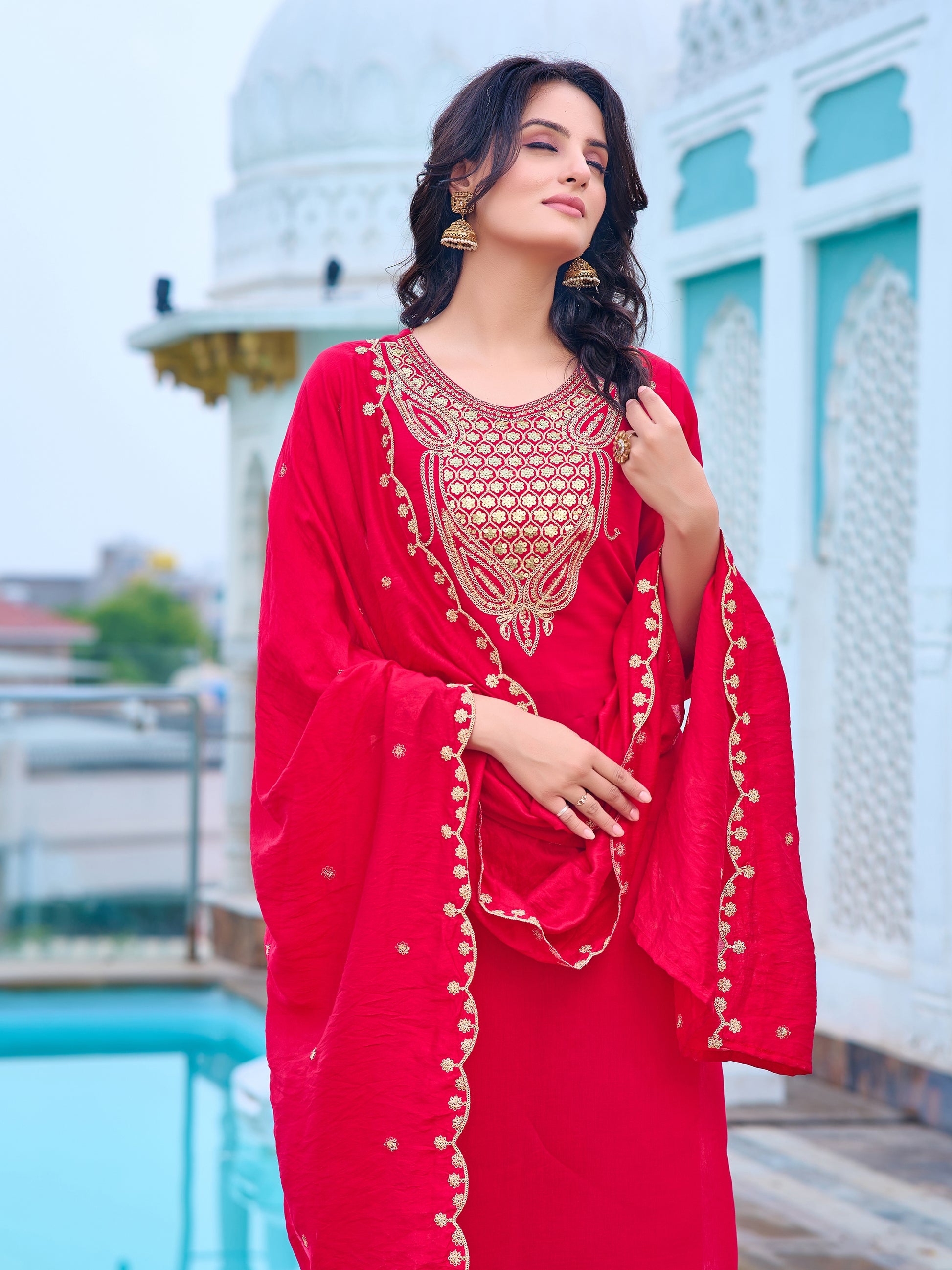 Embroidered Viscose Rayon Kurta Set