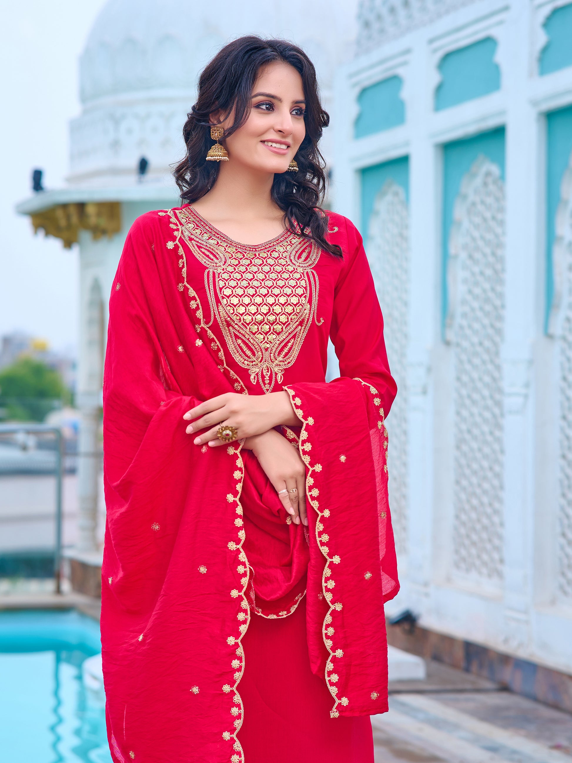 Embroidered Viscose Rayon Kurta Set