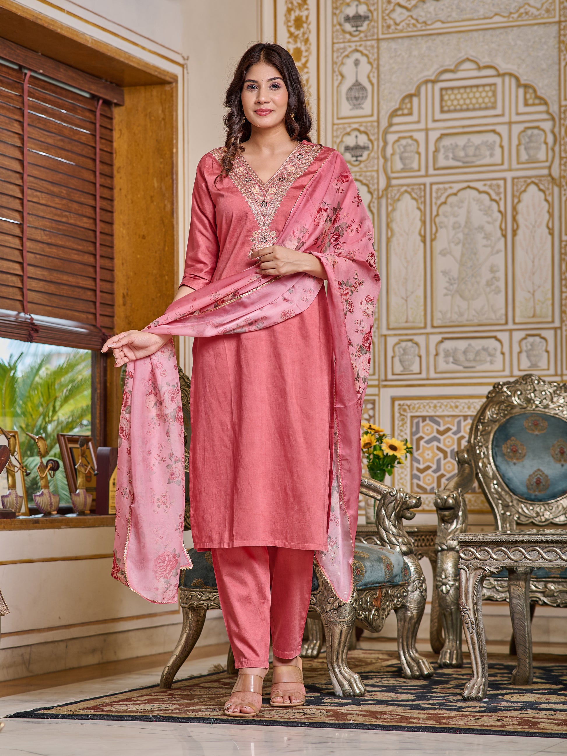 Maya Embroidered Kurta Set with Pant & Dupatta