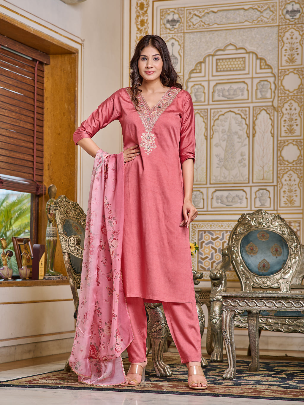 Maya Embroidered Kurta Set with Pant & Dupatta