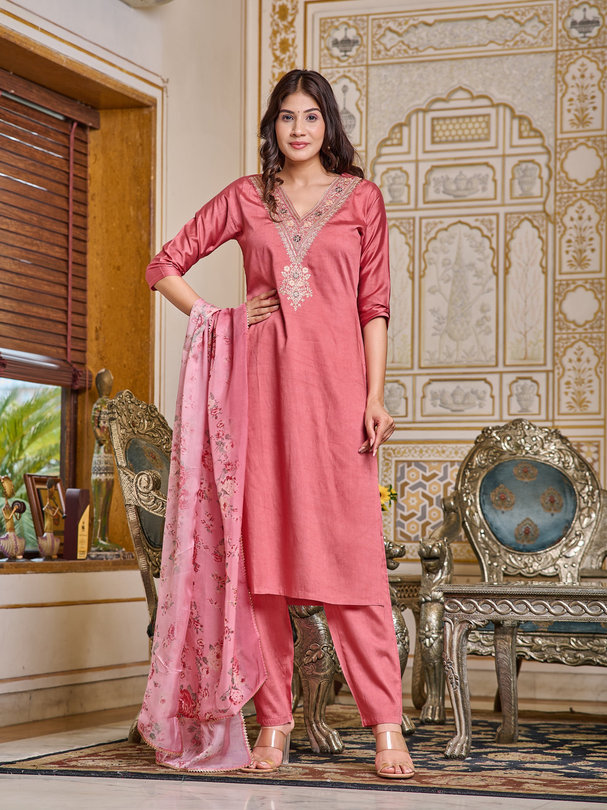Maya Embroidered Kurta Set with Pant & Dupatta