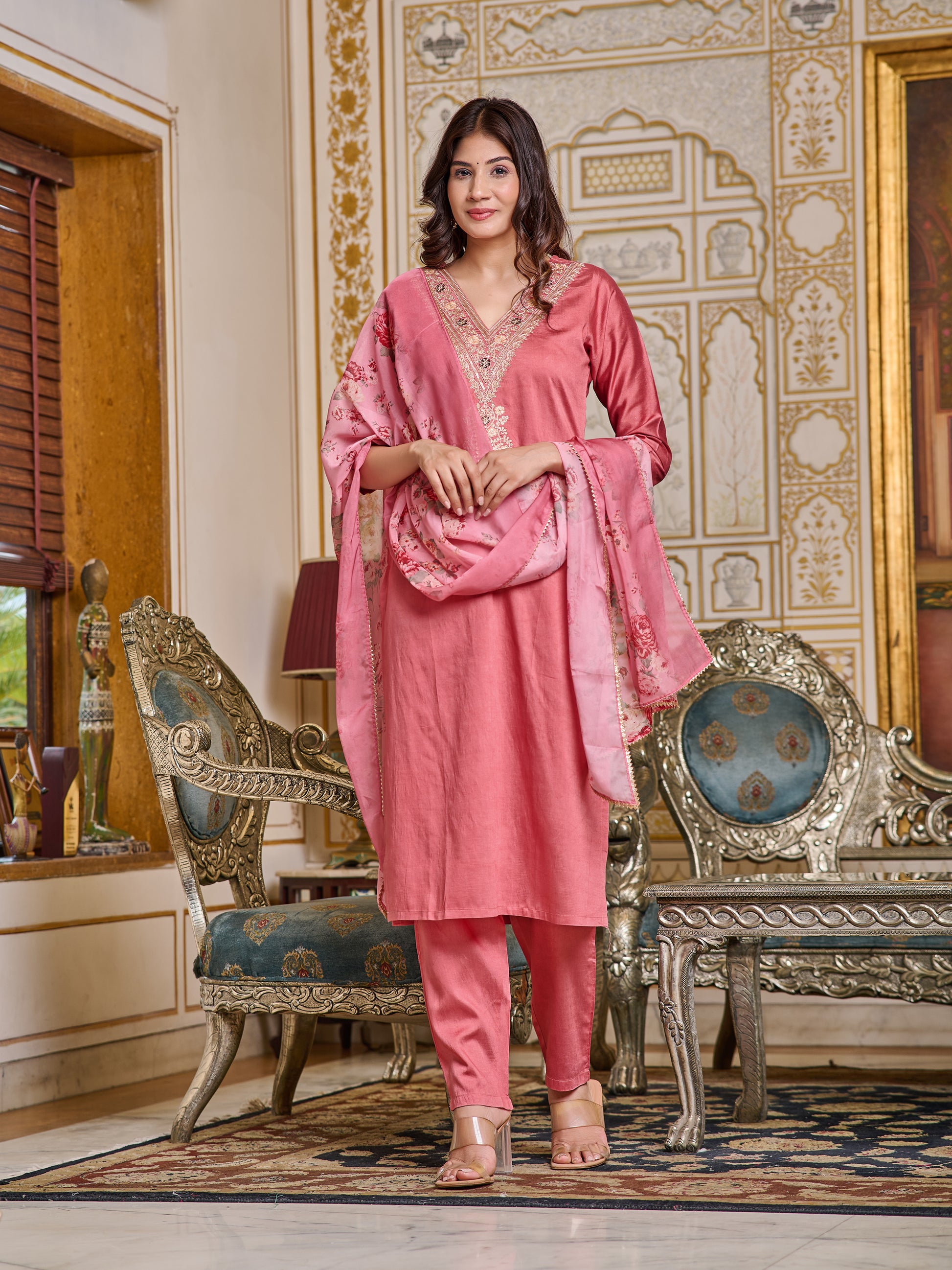 Maya Embroidered Kurta Set with Pant & Dupatta