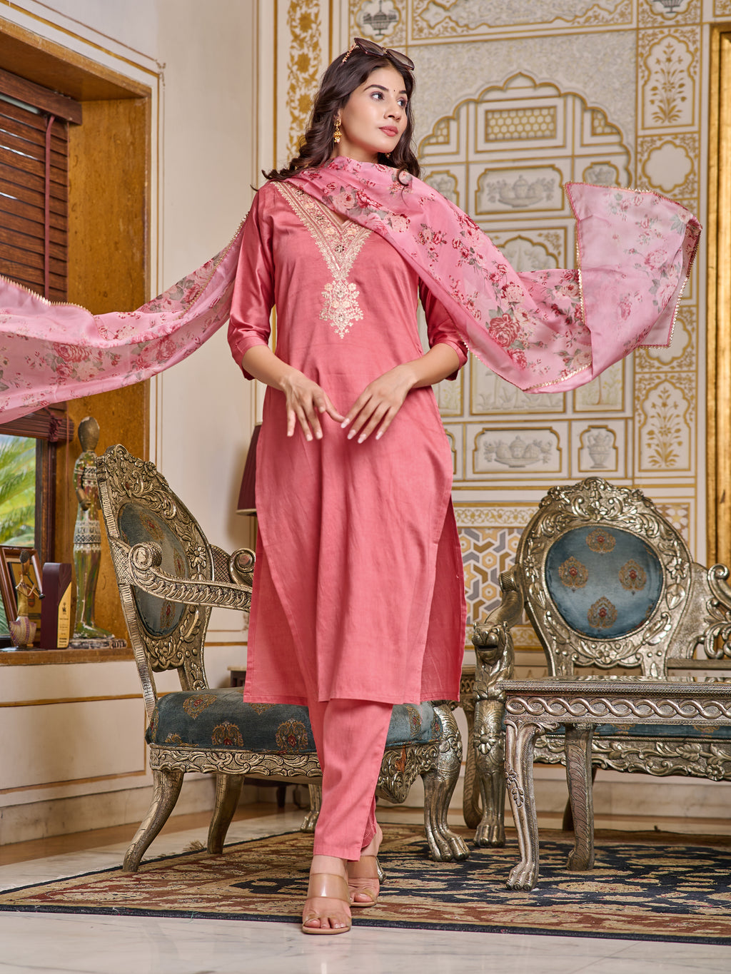 Maya Embroidered Kurta Set with Pant & Dupatta