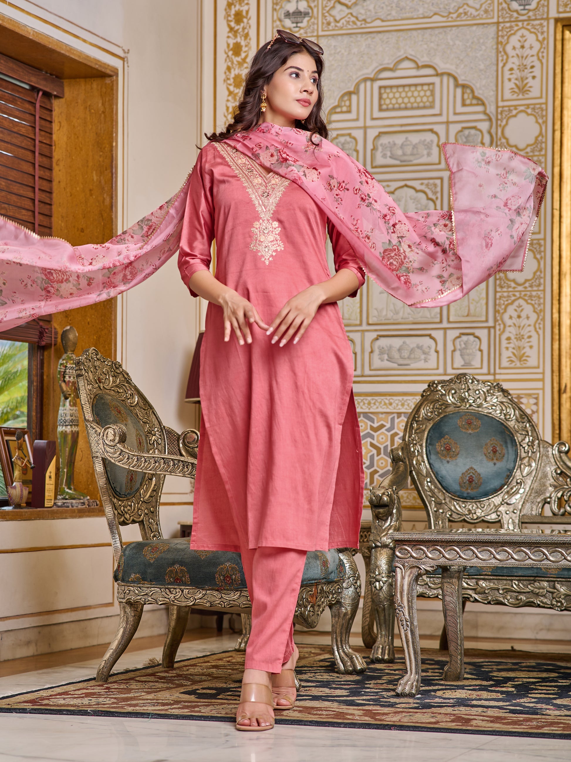 Maya Embroidered Kurta Set with Pant & Dupatta
