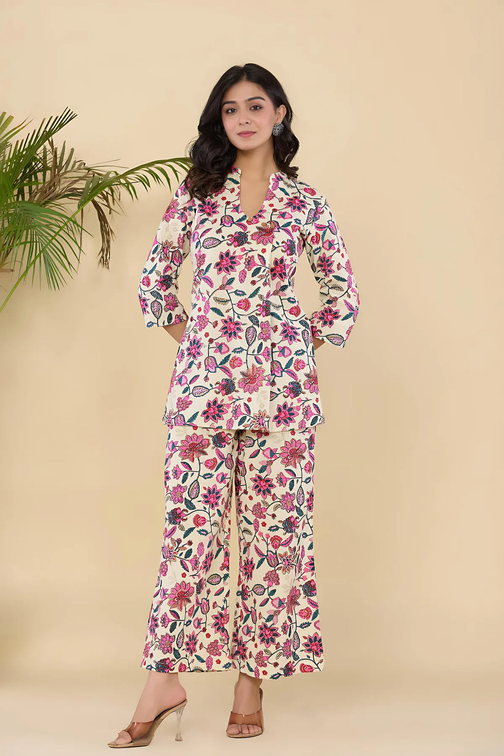 Pink Blossom Cotton Co-ord Set
