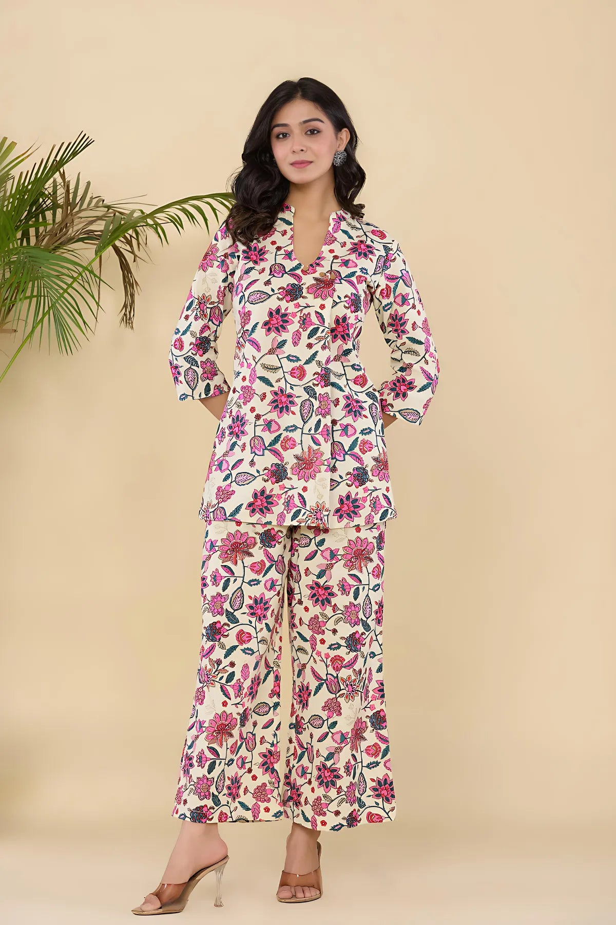 Pink Blossom Cotton Co-ord Set