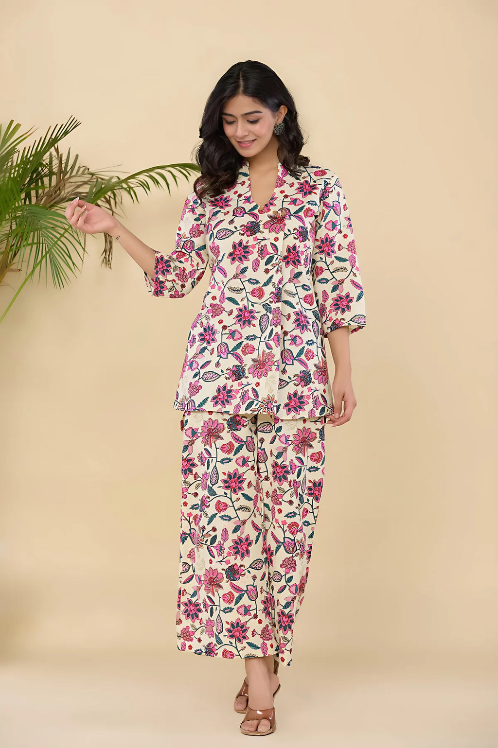 Pink Blossom Cotton Co-ord Set