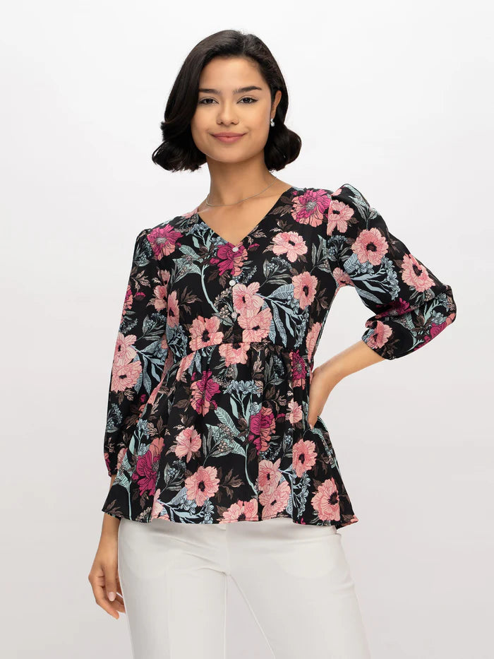 Polyester Printed Black Top