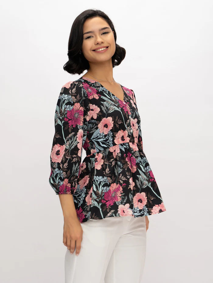 Polyester Printed Black Top