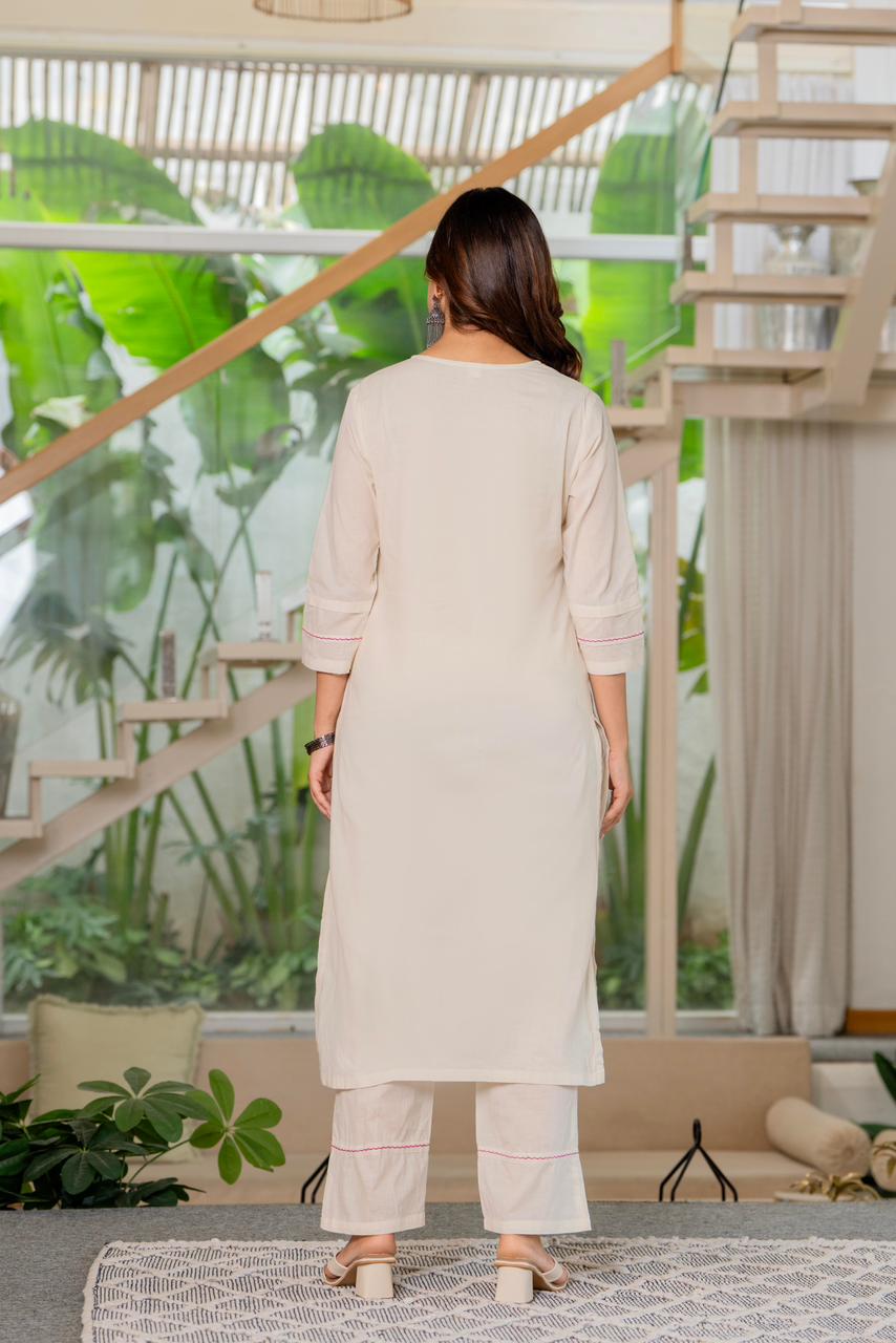 Noorvi Embroidered Cotton Cambric Kurta Pant Set ✨