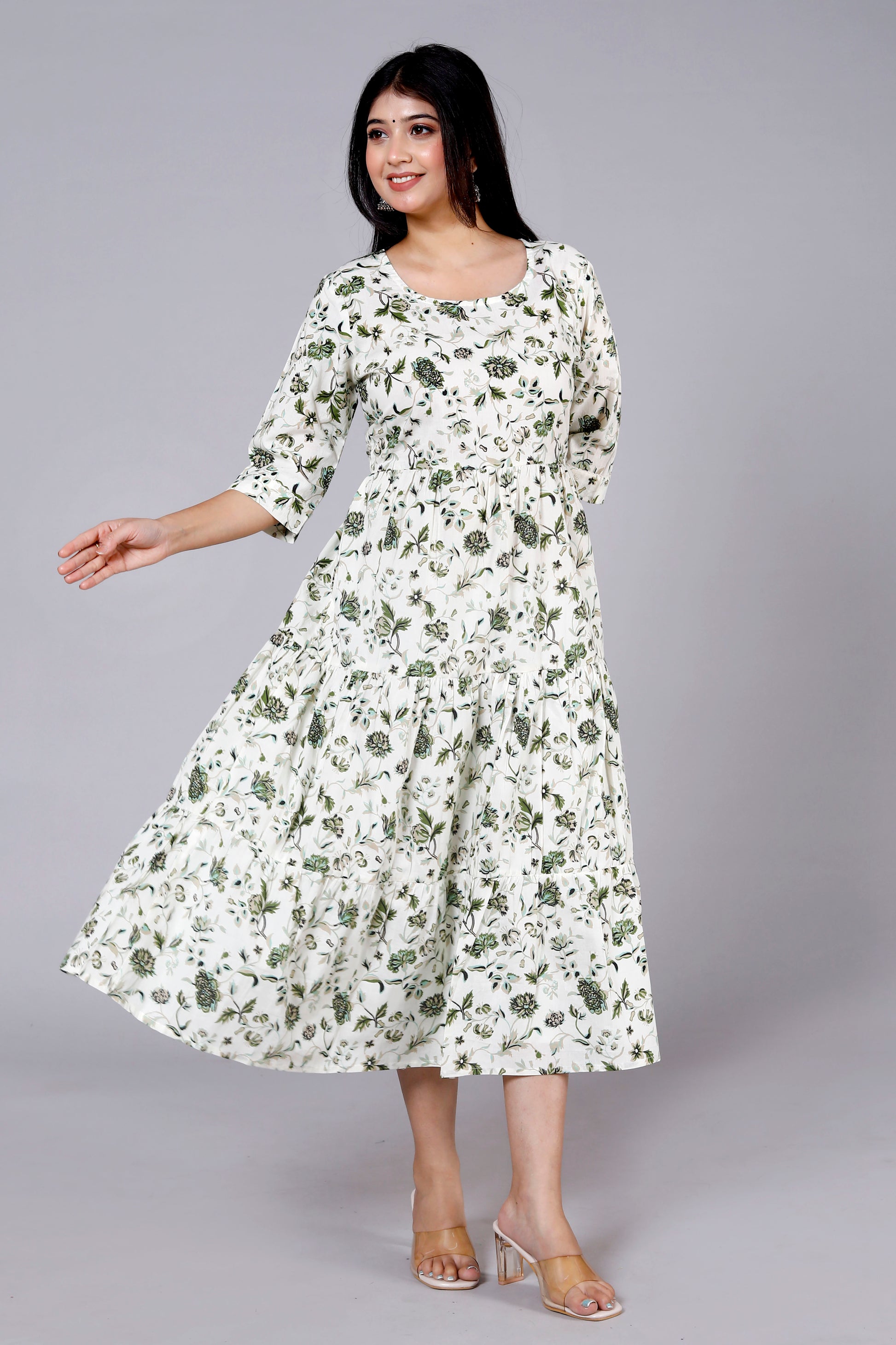 Cotton Green Flower Gown ✨