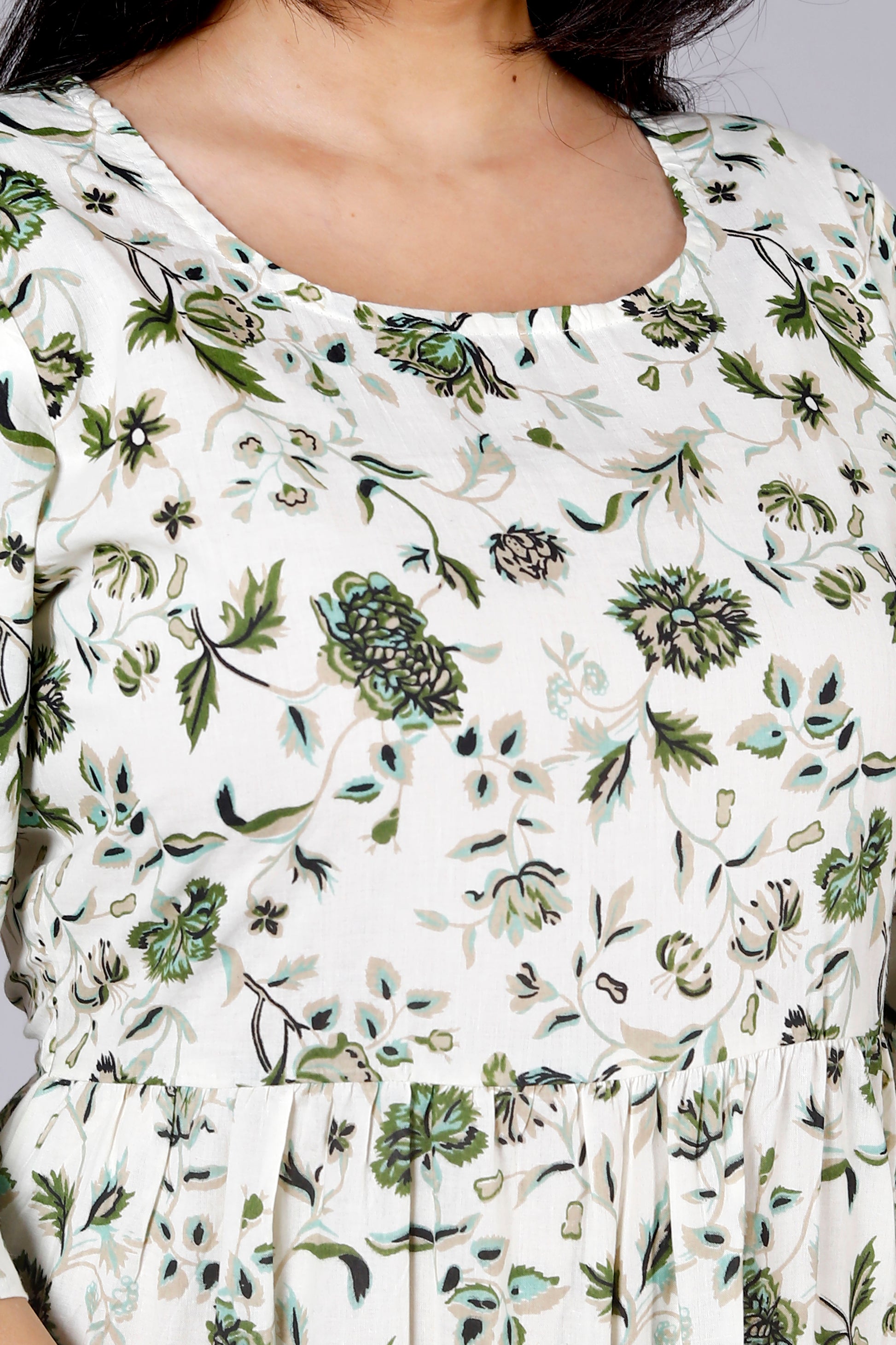 Cotton Green Flower Gown ✨