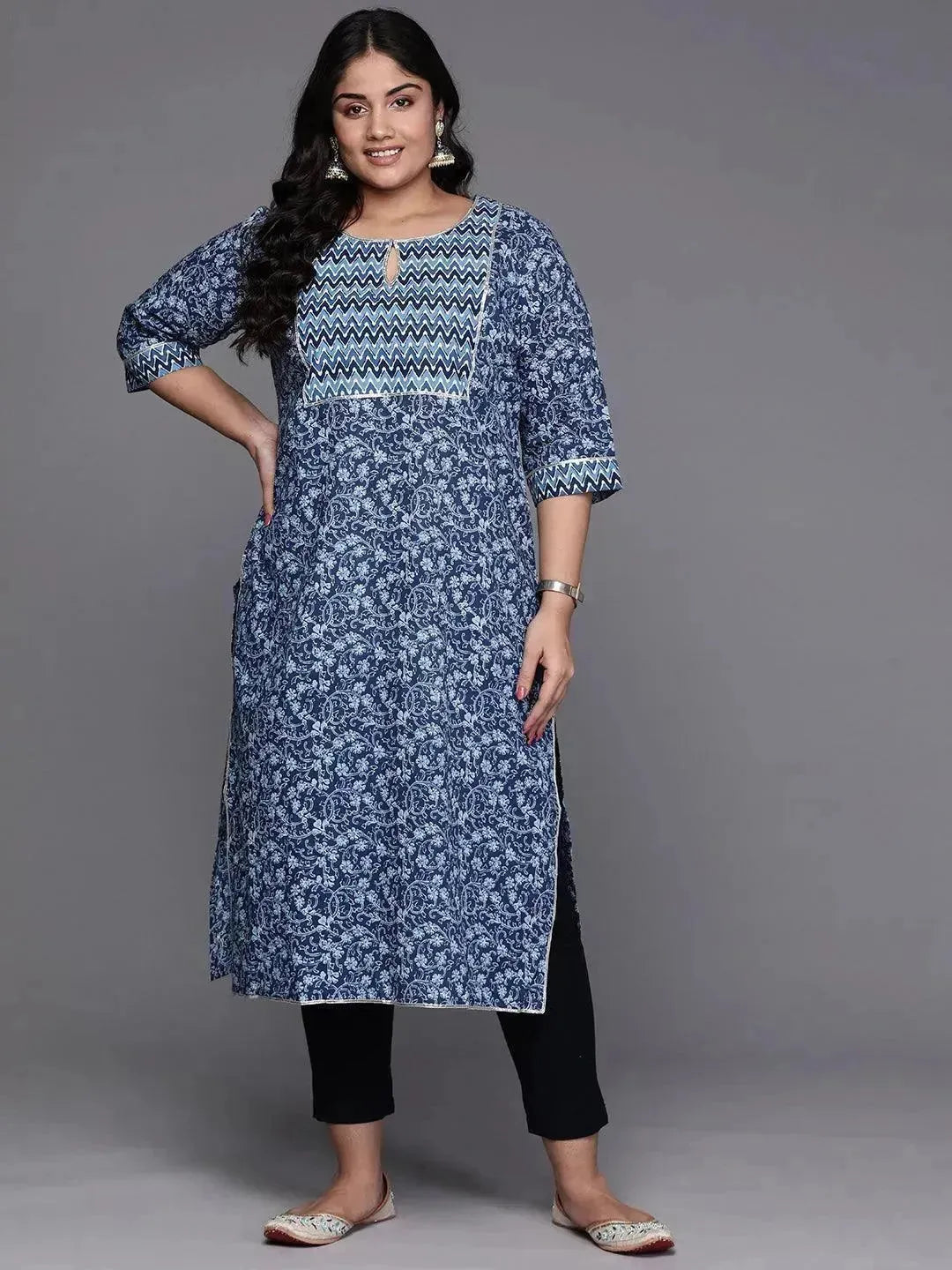 Azure Bloom Cotton Kurta
