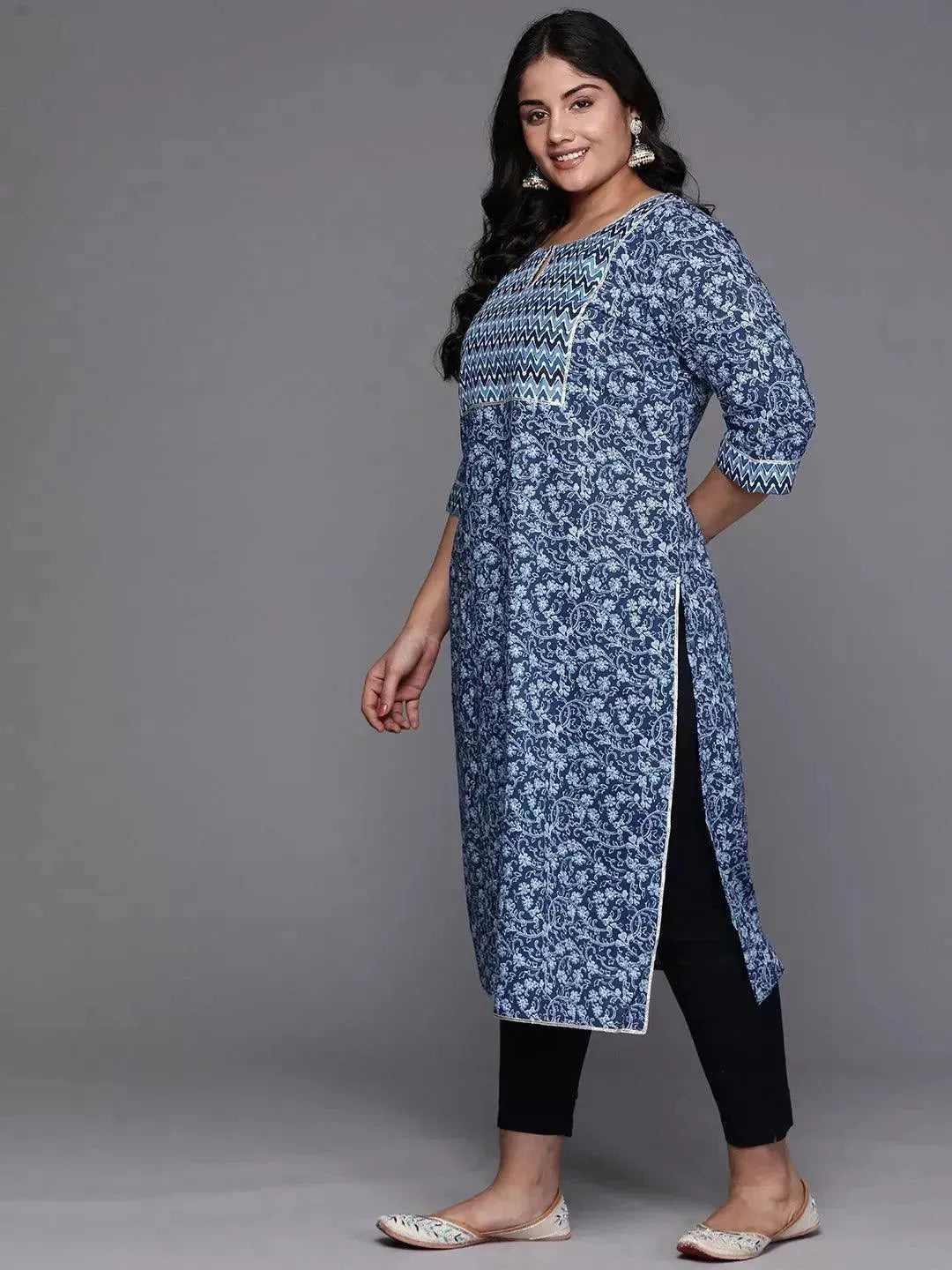 Azure Bloom Cotton Kurta