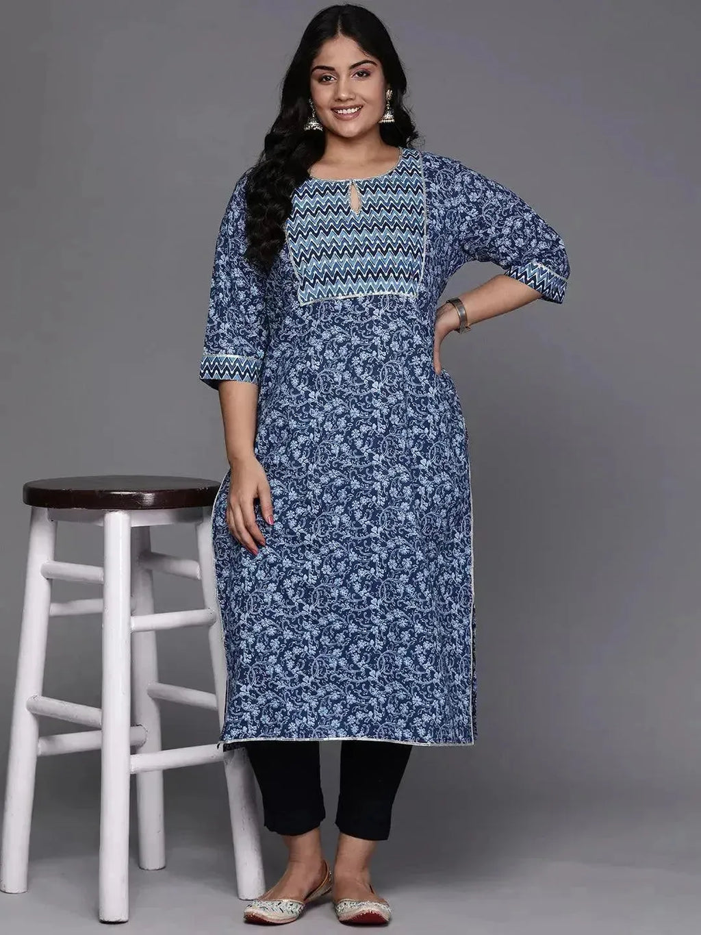 Azure Bloom Cotton Kurta