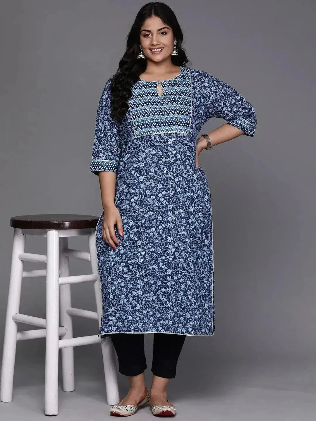 Azure Bloom Cotton Kurta