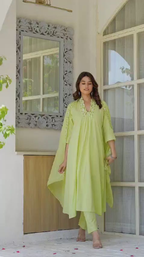 Cotton Parrot Green 3PC Set 🟩✨