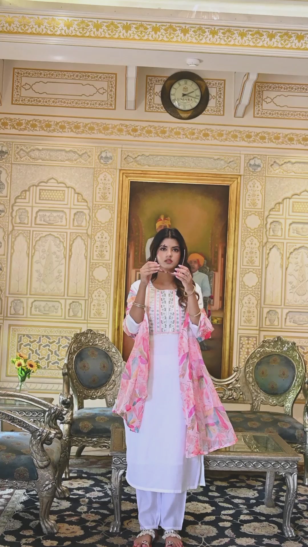 Chanderi Embroidered Kurta Set with Pant & Digital Print Dupatta
