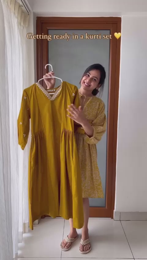 Everyday Grace Embroidered Cotton Kurti Set